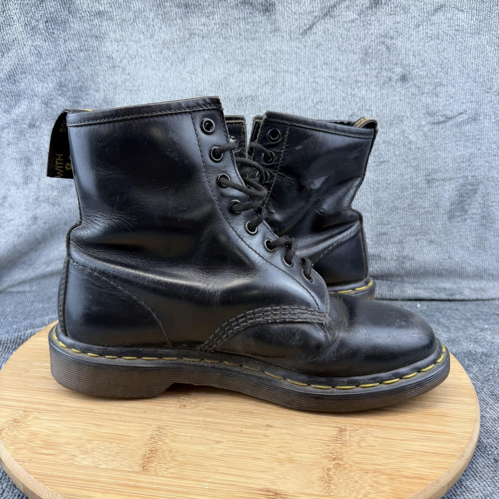 Dr. Martens 1460 Boots Mens Size 6 Black Leather Combat Lace Up Made In England