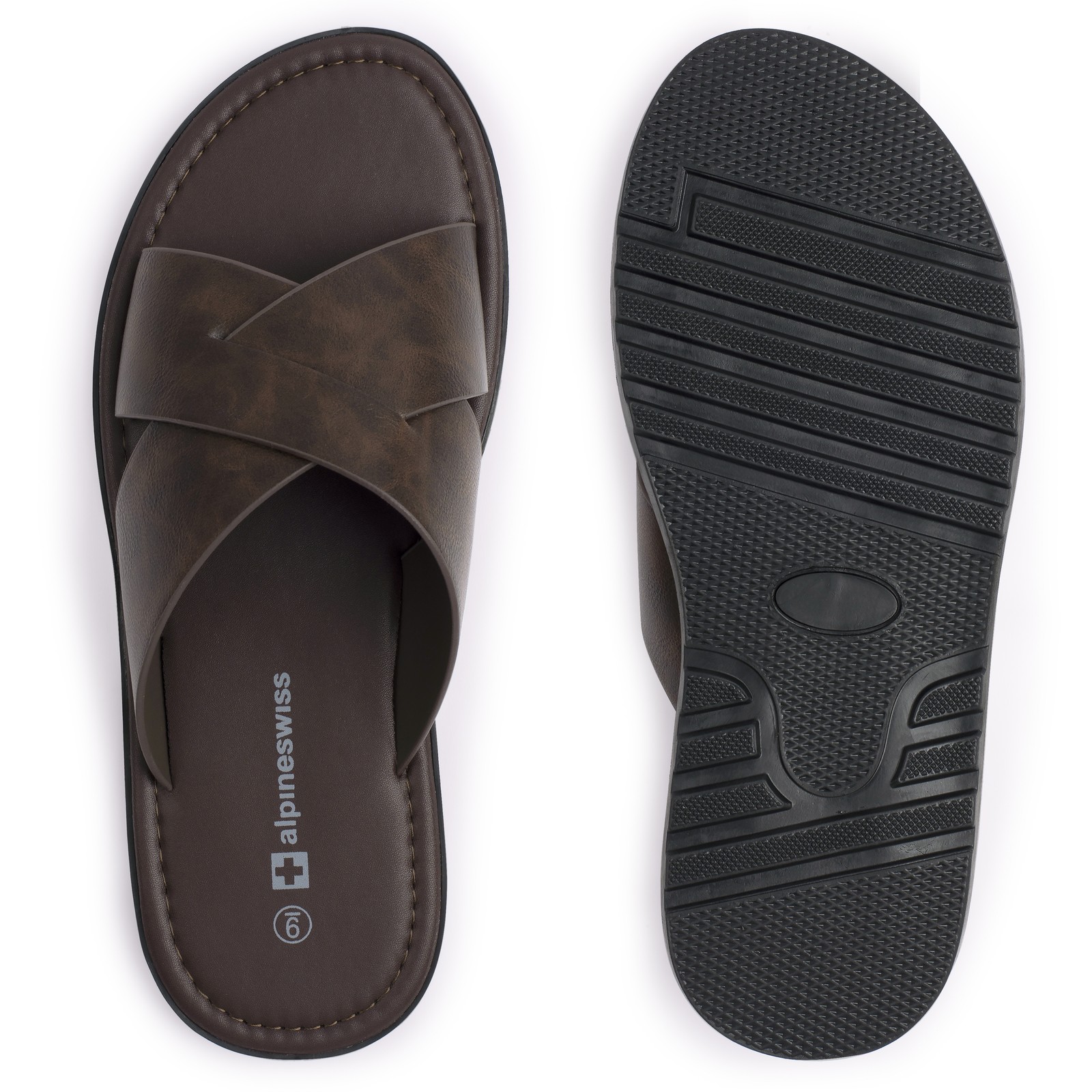 Alpine Swiss Hugo Mens Vegan Leather Slide Sandals Dressy Comfy Indoor Outdoor