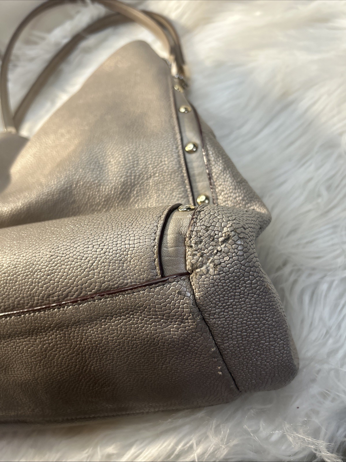 Coach Bag F35211 Phoebe Madison Studded Caviar Ret$495. Metallic Neutrals