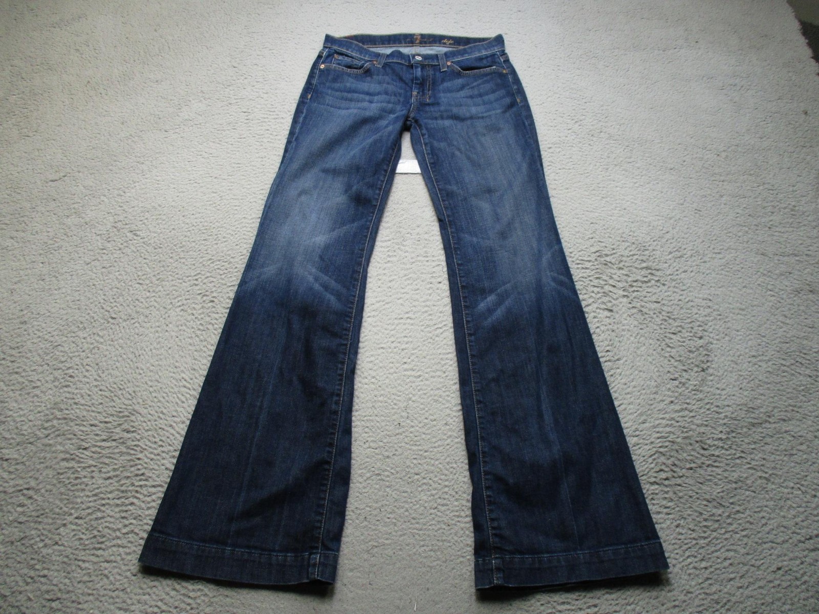 7 For All Mankind Dojo Jeans Womens 28 Blue Med Wash Mid Rise Flare Stretch