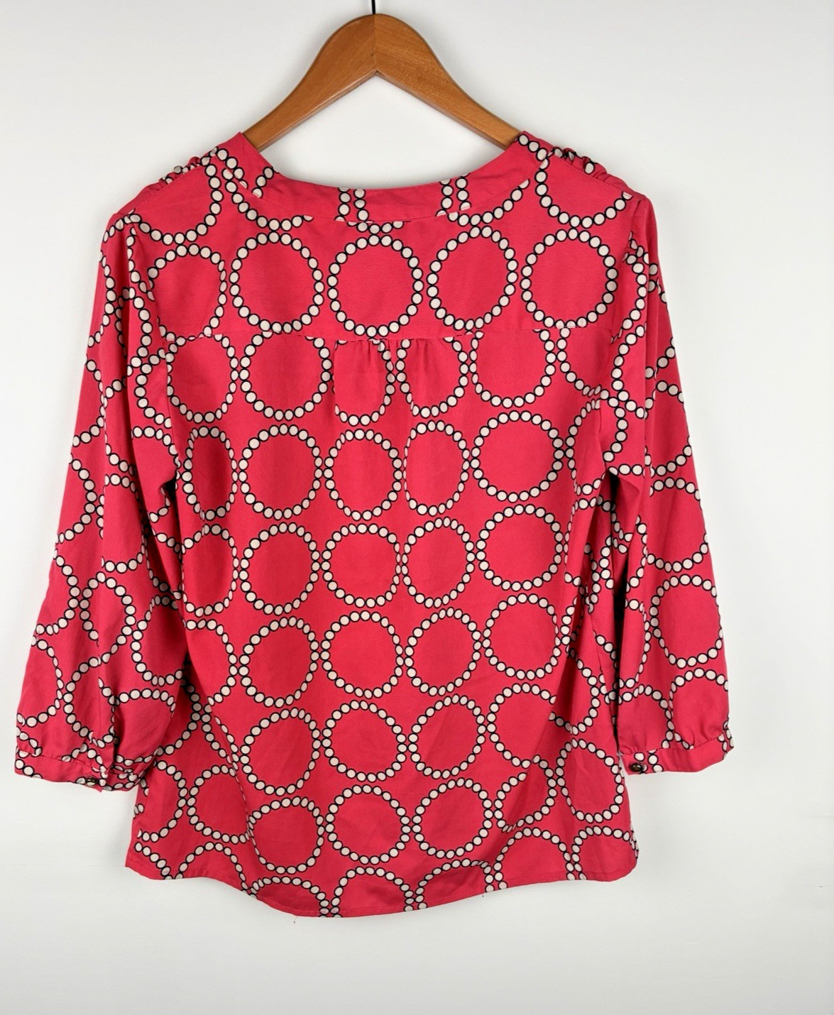 Banana Republic Soft Red Dot Ring Top W Size S Henley Lightweight Retro Preppy