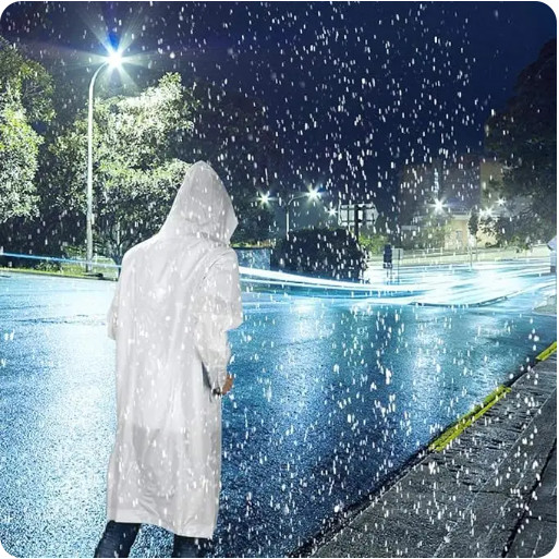 Men Black Waterproof Long Raincoat Rain Coat Hooded Trench Jacket Outdoor Hiking