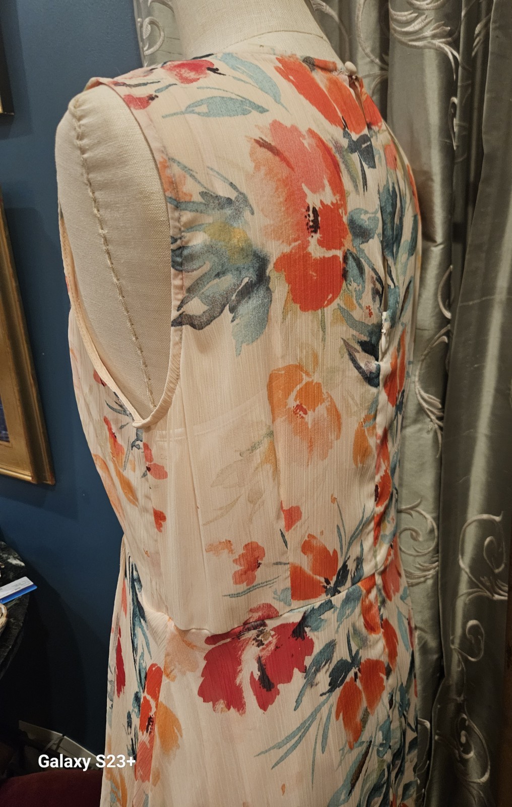 Ladies 12 Calvin Klein Couture Chiffon Floral Dress – vintage