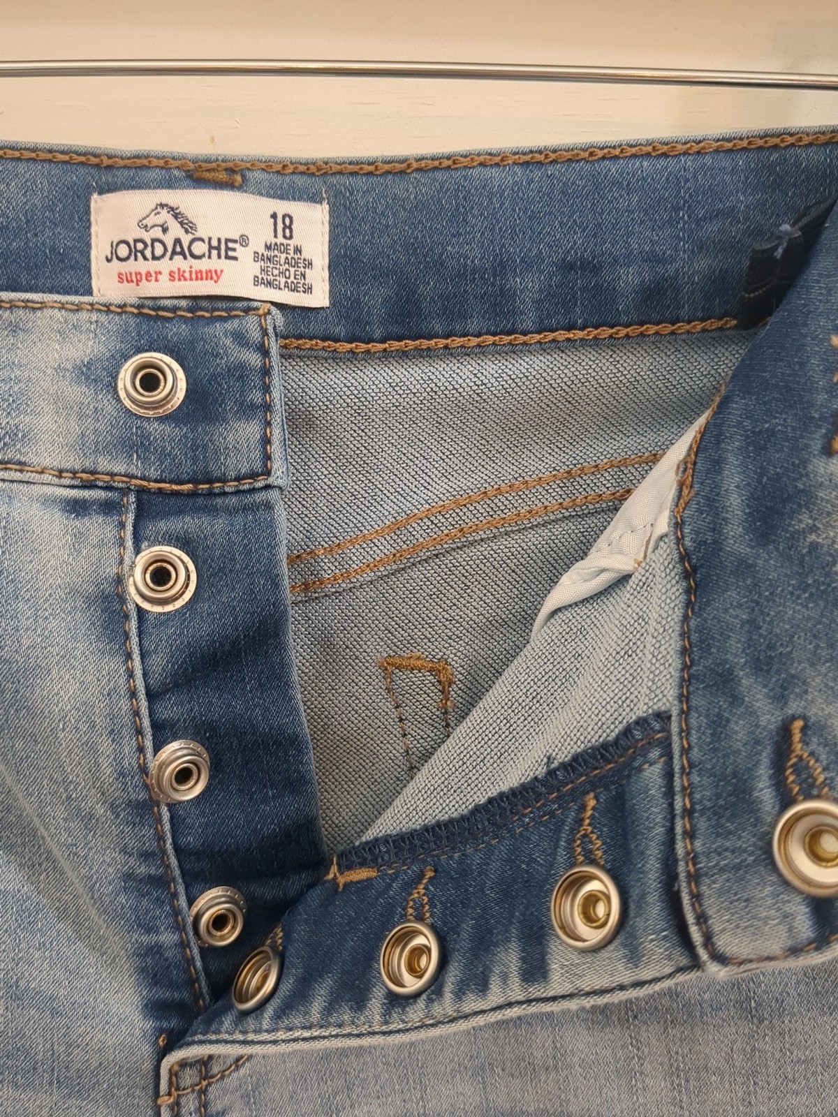 Jordache super skinny snap button fly light wash jeans denim size 18