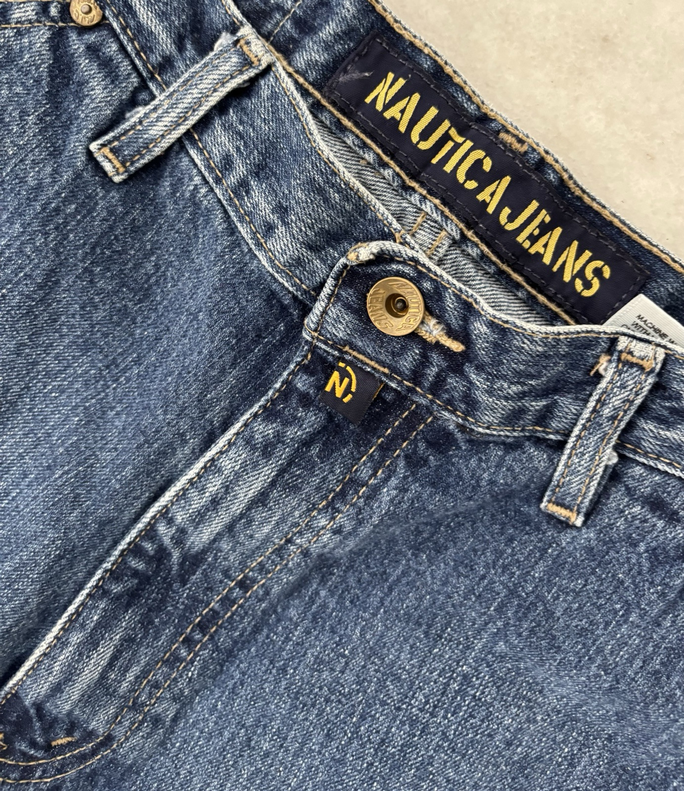 90s Nautica Jeans Cargo Pocket Baggy Blue Skater Men 33X34 Grunge Skater Hip Hop