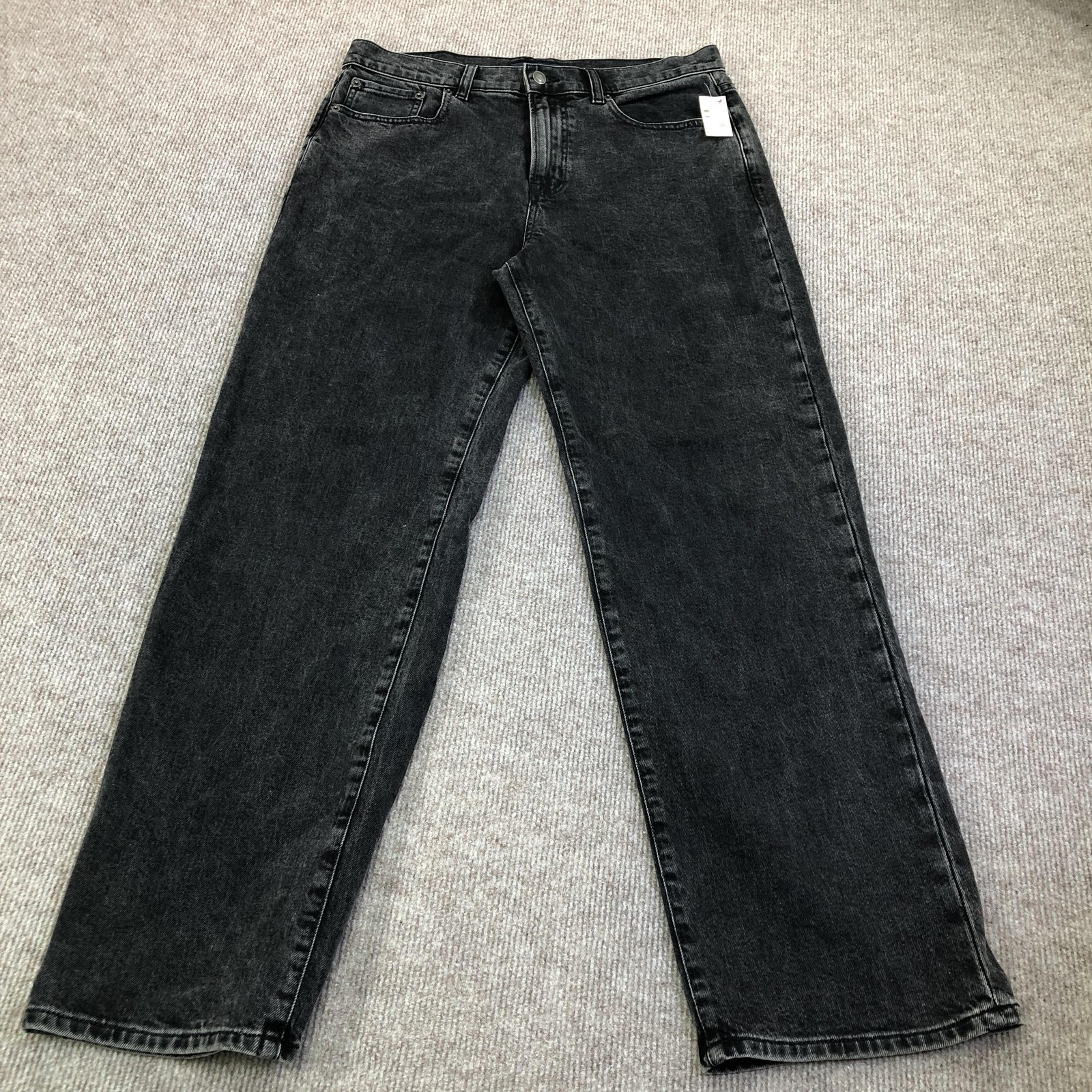 New Straight Jeans Mens 32×32 Gray Charcoal Wash Stretch Denim Pants 5995