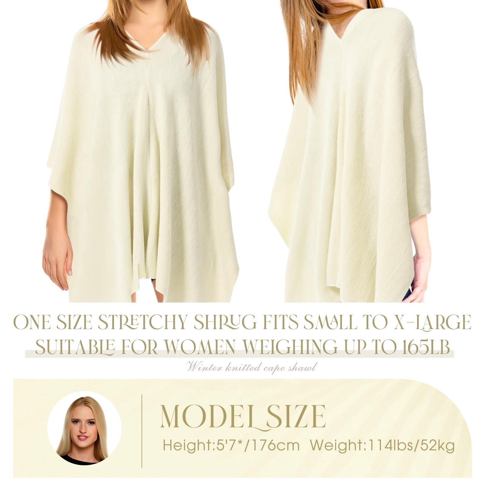 Women Ponchos Sweater Solid Knit Versatile Lightweight Shawl Wrap Scarf Cape …