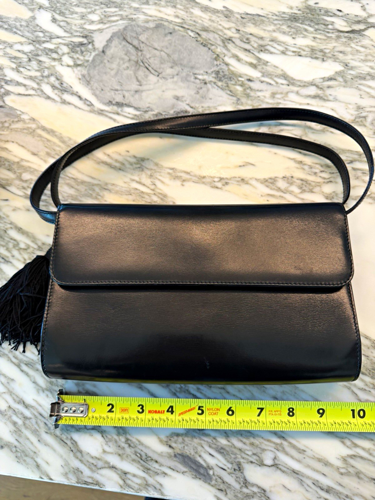 Gucci Small Black Shoulder Bag Snap Closure Red Lining Gold Hardware Tassel