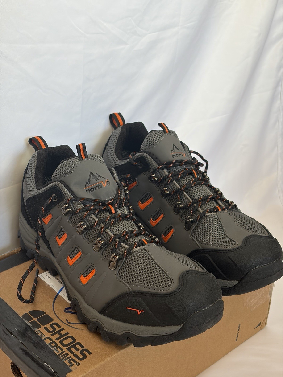NORTIV 8 Men’s Hiking Trail Shoes Gray Orange Size 15 Wide Outdoor Sneakers