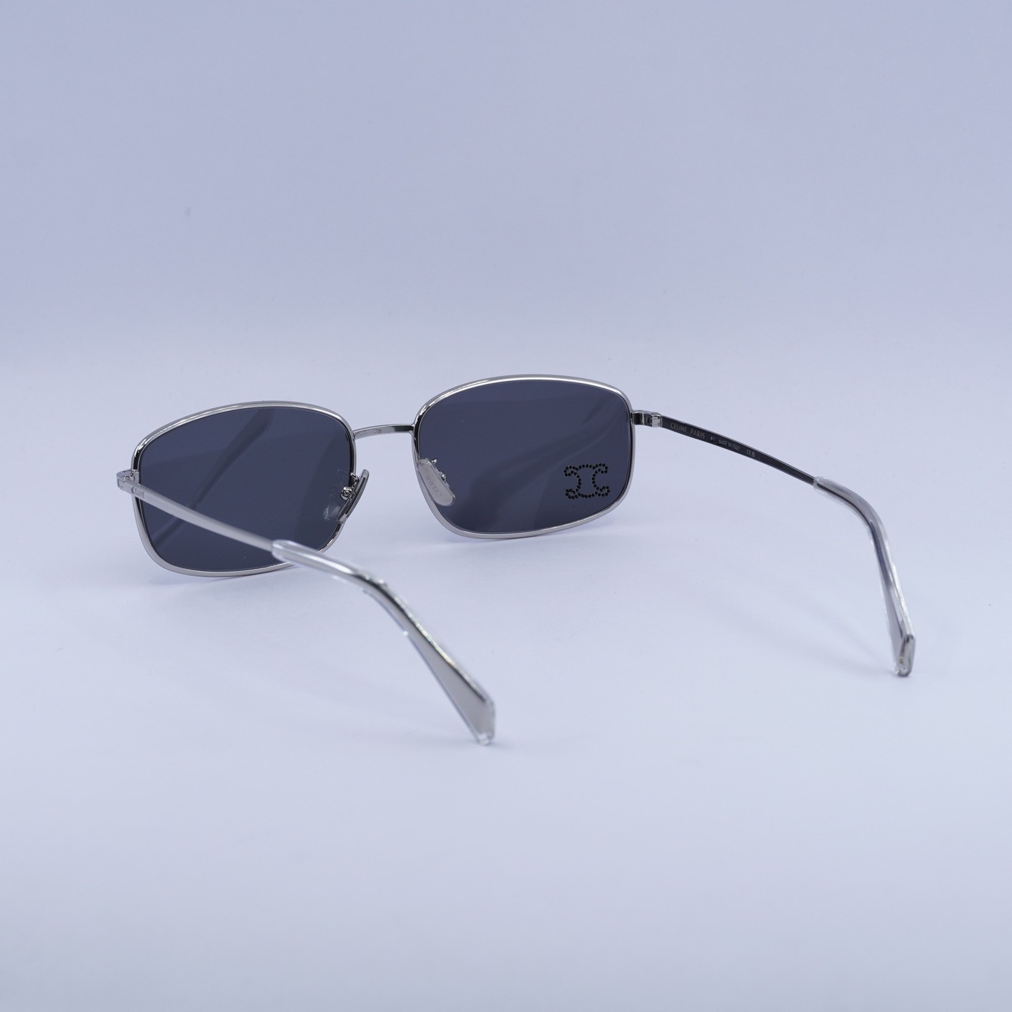 Celine CL40285U RHINESTONE TRIOMPHE 16A Shiny Palladium/Grey with Crystal Log…