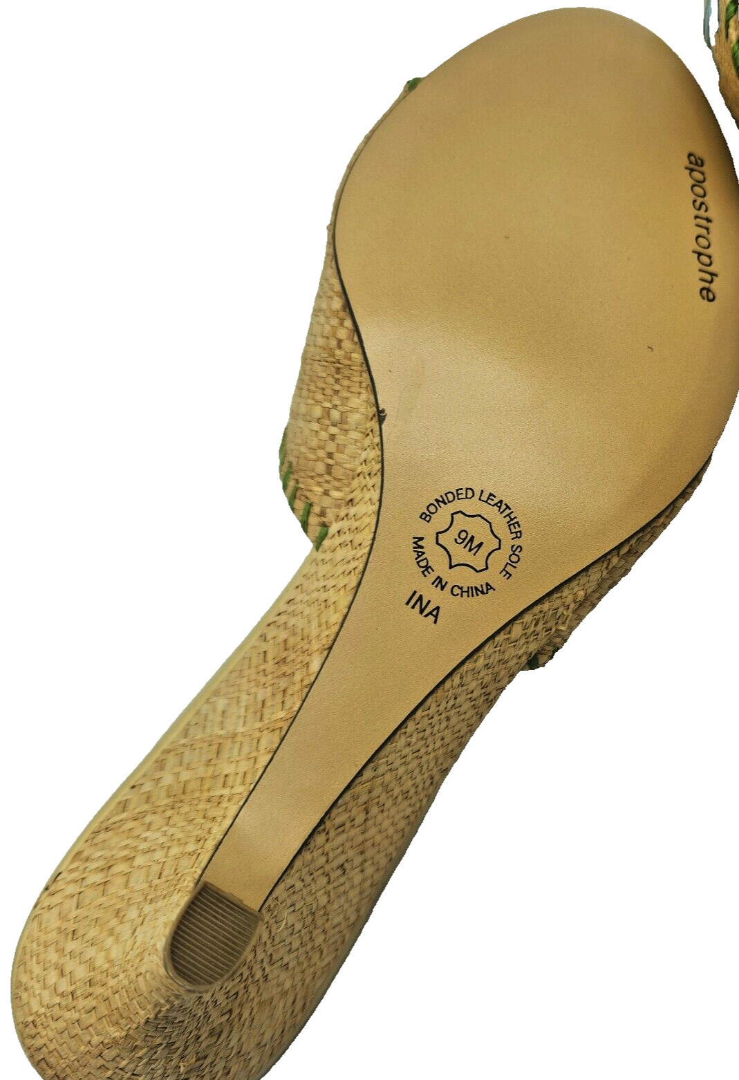 NEW Apostrophe Wedge Summer Straw Sandals Embroidered Flowers Leather Size 9