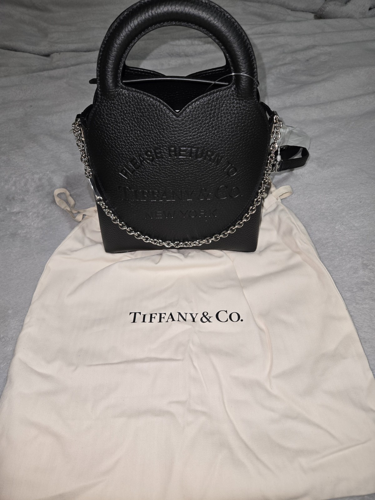 Tiffany & Co. Return to Tiffany Black Mini Heart Bag Chain Strap Silver HW