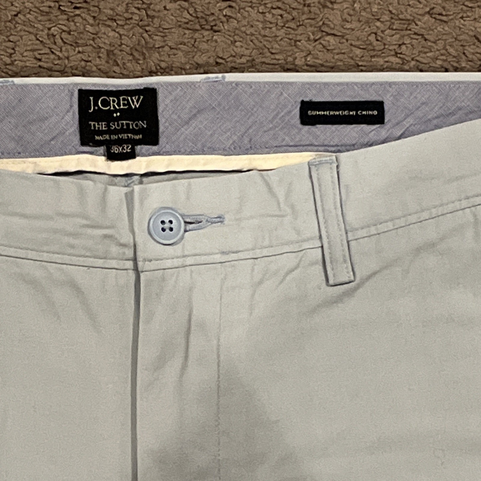 J. Crew The Sutton Summerweight Chino Pants Men’s 36×32 Light Blue Flat Front