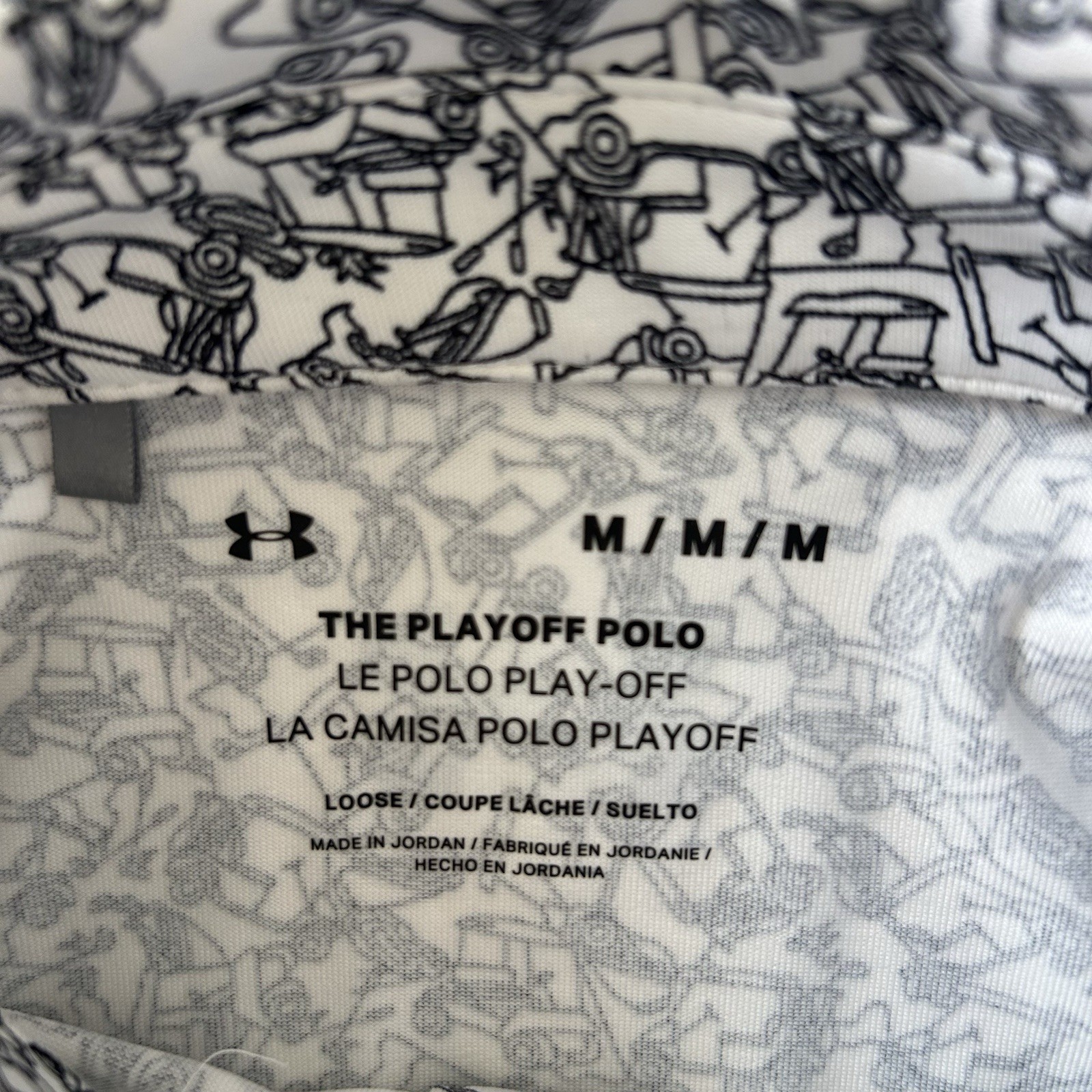 Under Armour Mens The Playoff Polo Size M All Over Print Golf Carts Loose Shirt