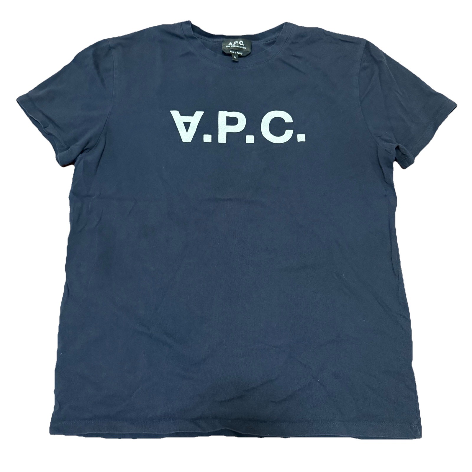 A.P.C. Rue Madame Paris VPC Logo T-Shirt Navy Blue Short Sleeve Men’s Medium