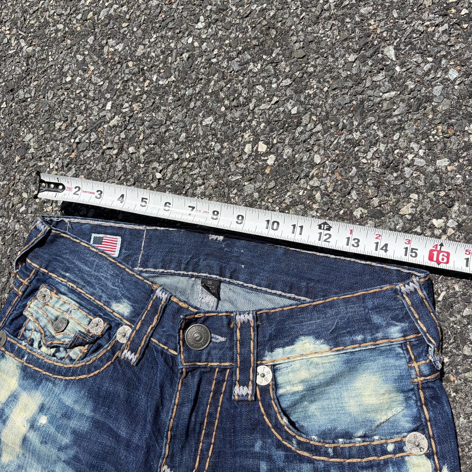 True Religion Ricky Super T Distressed Paint Splatter Jeans