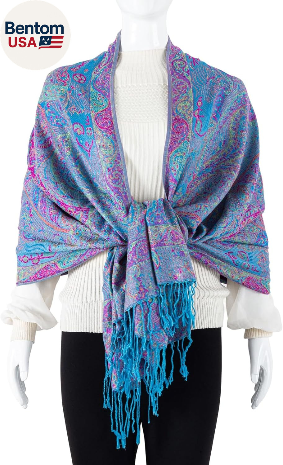 Pashmina Feel Shawls Wraps Rave Scarf for Women Soft Silky Reversible Men Scarve