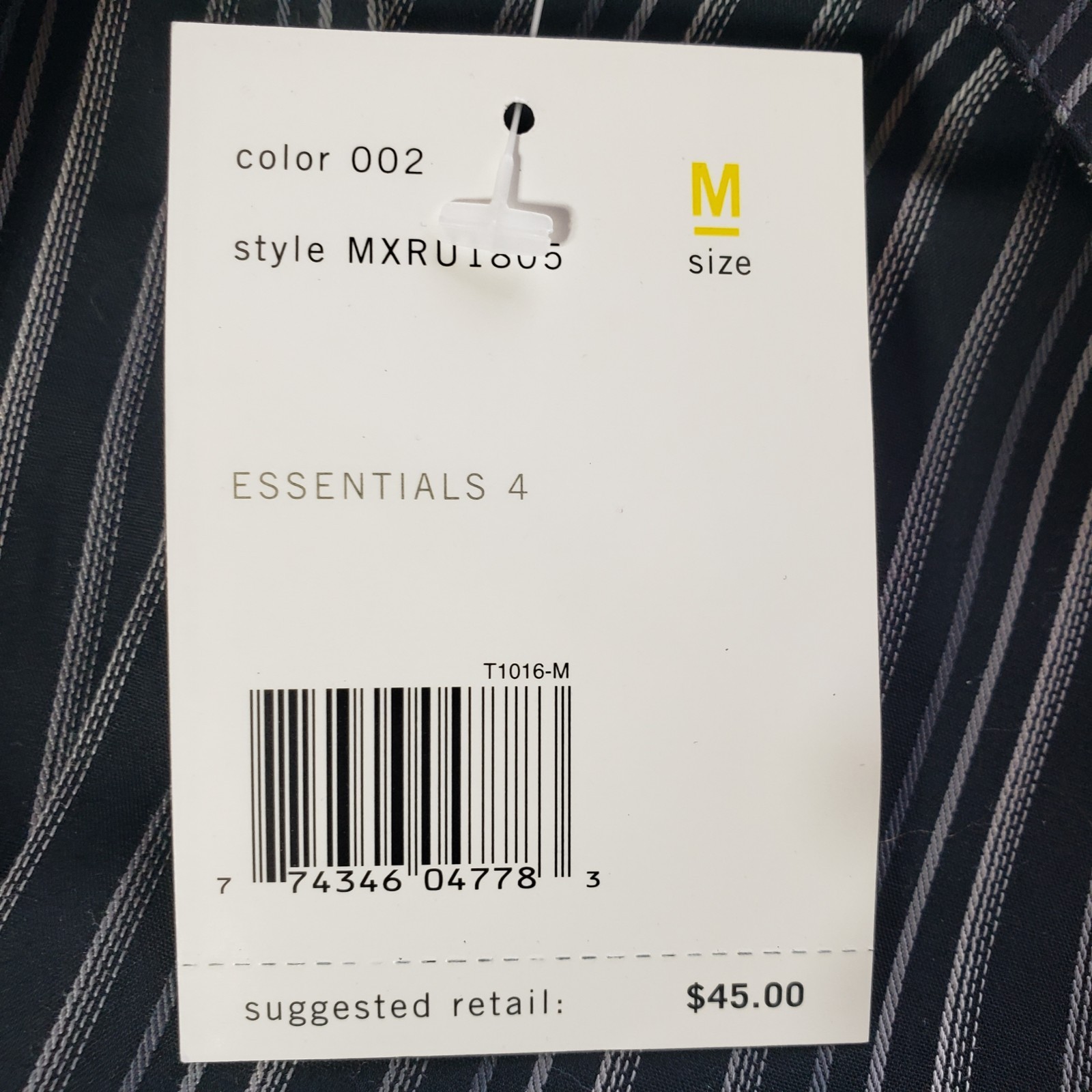NEW Men’s Axcess Essentials, Black and Gray Striped Long Sleeve Shirt, Size Med.