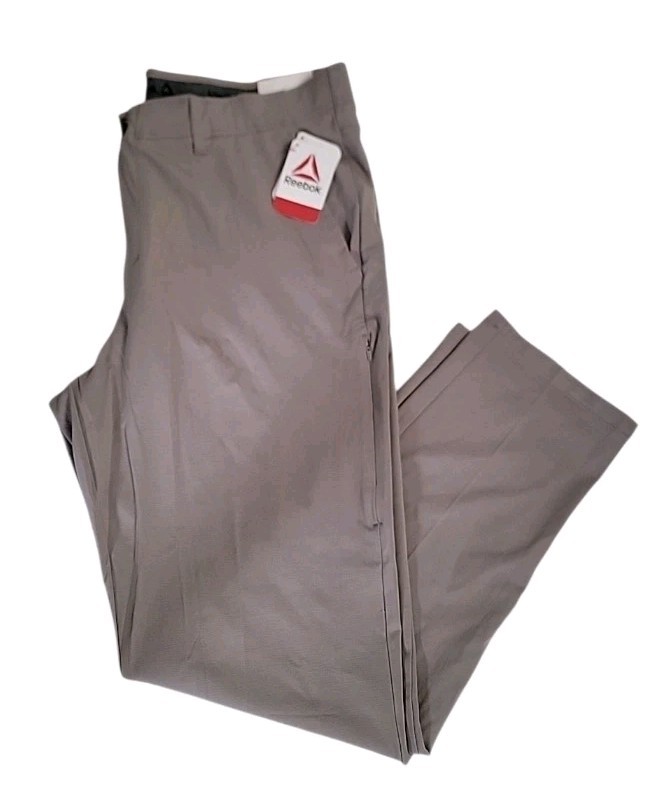 Reebok Men’s Driftwood Gray Active Regular Fit Elastic Waistband 6-Pocket Pants