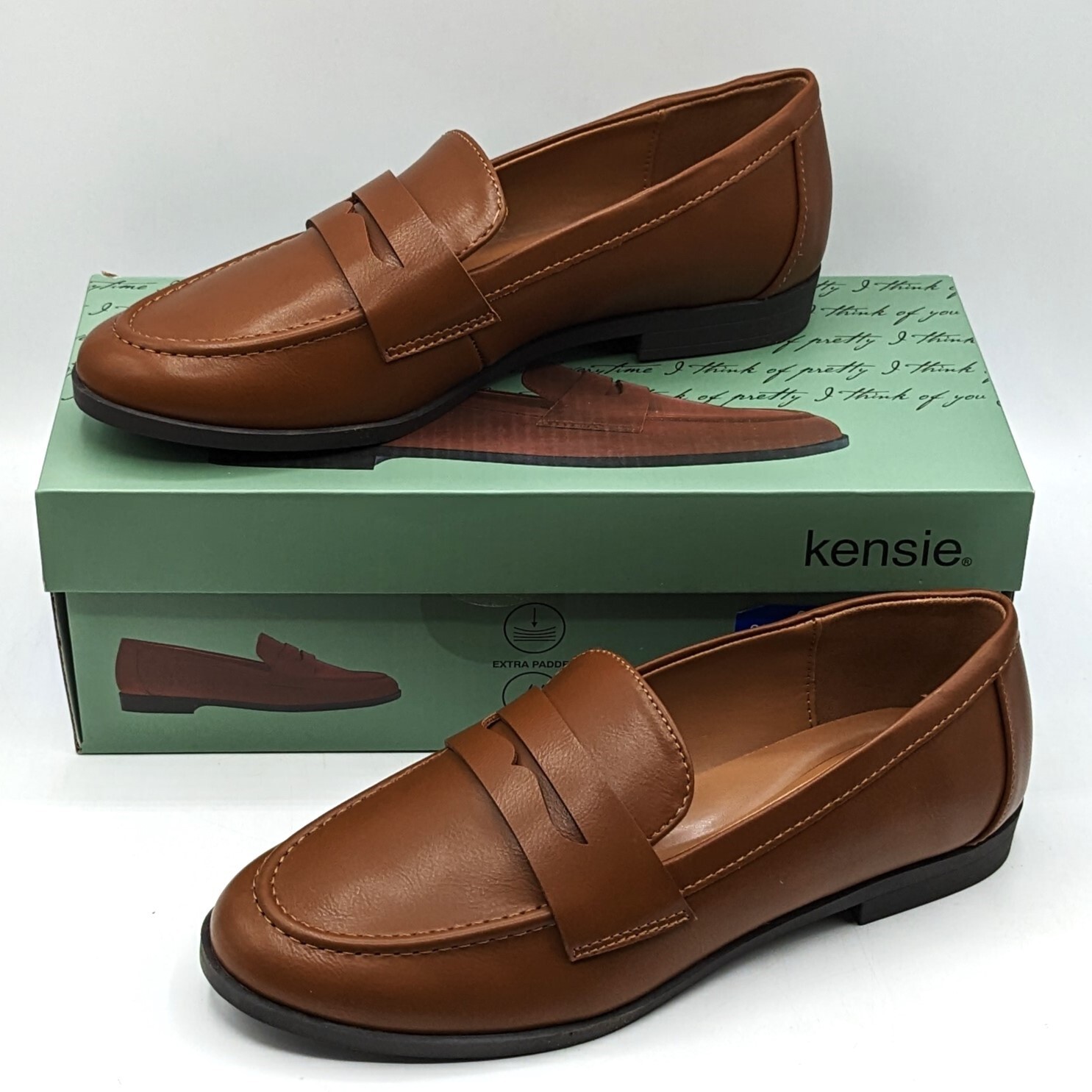 Kensie “Gitty” Women’s Slip-On Penny Loafer w/Padded Footbed (Cognac) – NEW