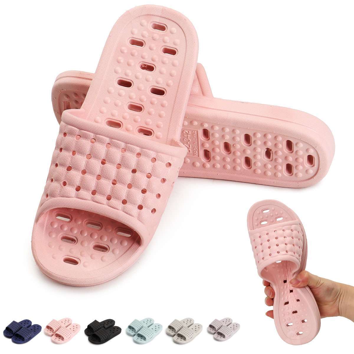 Unisex Shower Sandal Slippers w/ Hole Quick Drying Bathroom Gym Soft Sole shoes