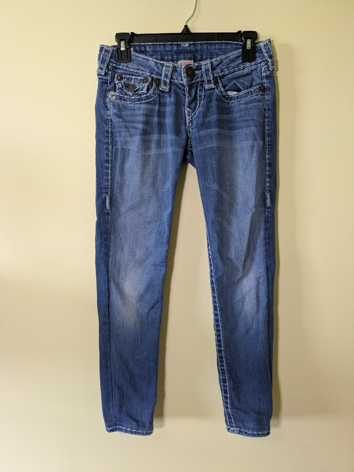 Y2K True Religion Women’s Blue Skinny Jeans Slim Fit Julie Super T Size 26