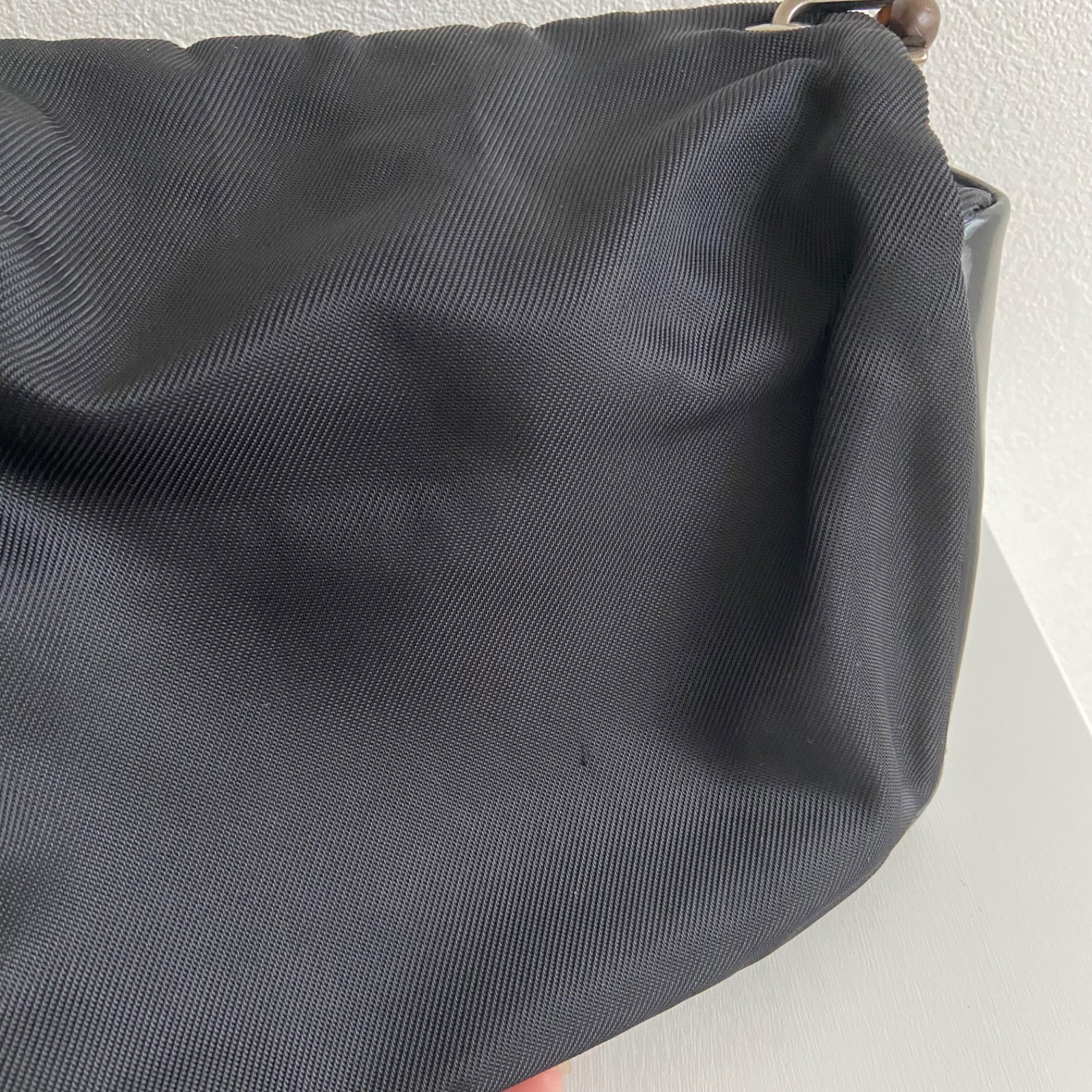 Authentic GUCCI Bamboo Shoulder Tote Bag Nylon Leather Black AB249