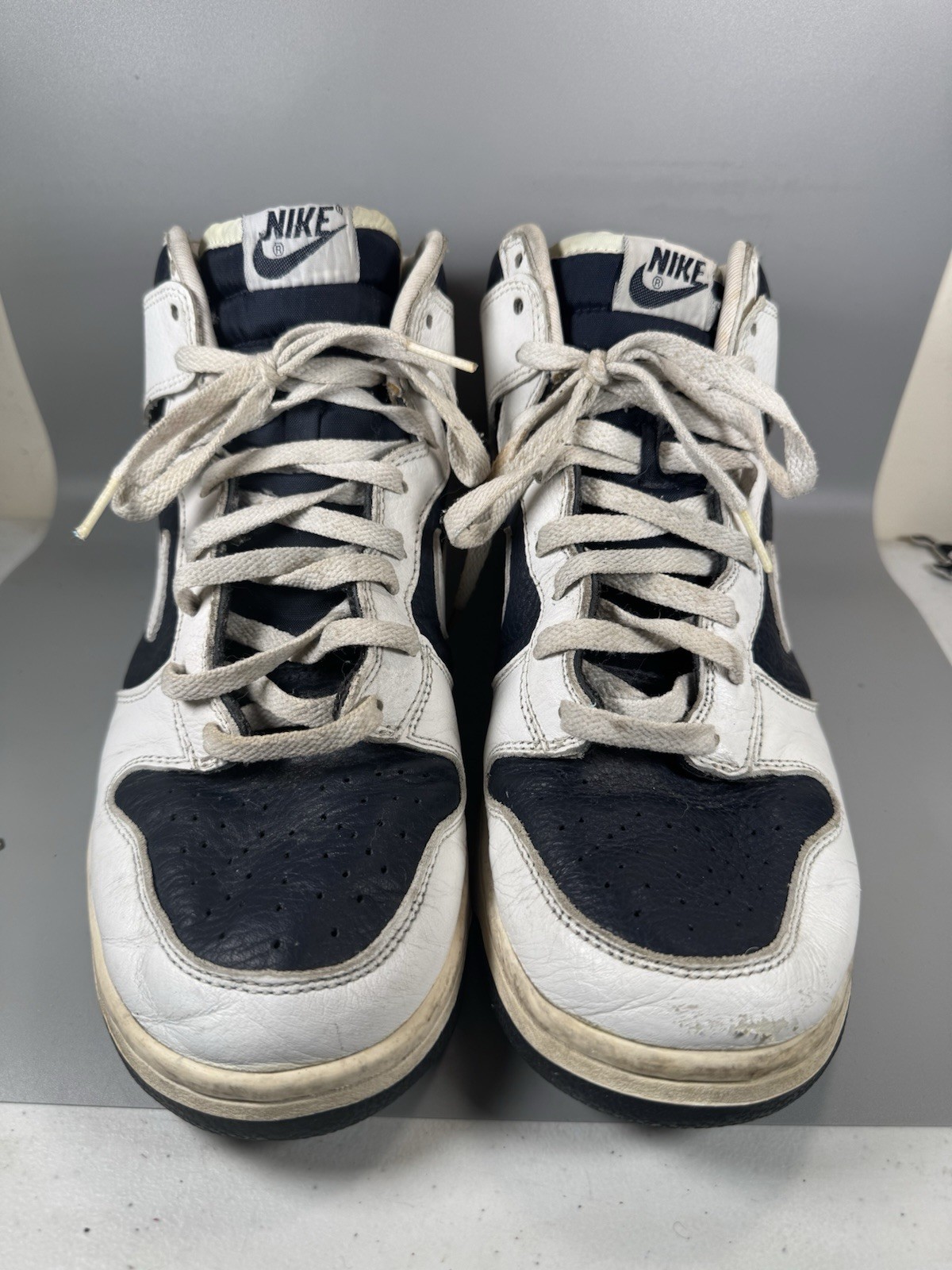 Nike Dunk High White Navy 830383-412 Men’s 10.5 Vintage 2000 Used