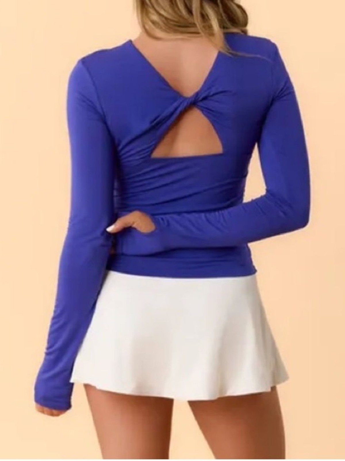 Blogilates Women’s Twisty Long Sleeve Top – Royal Blue Size 1X NWT