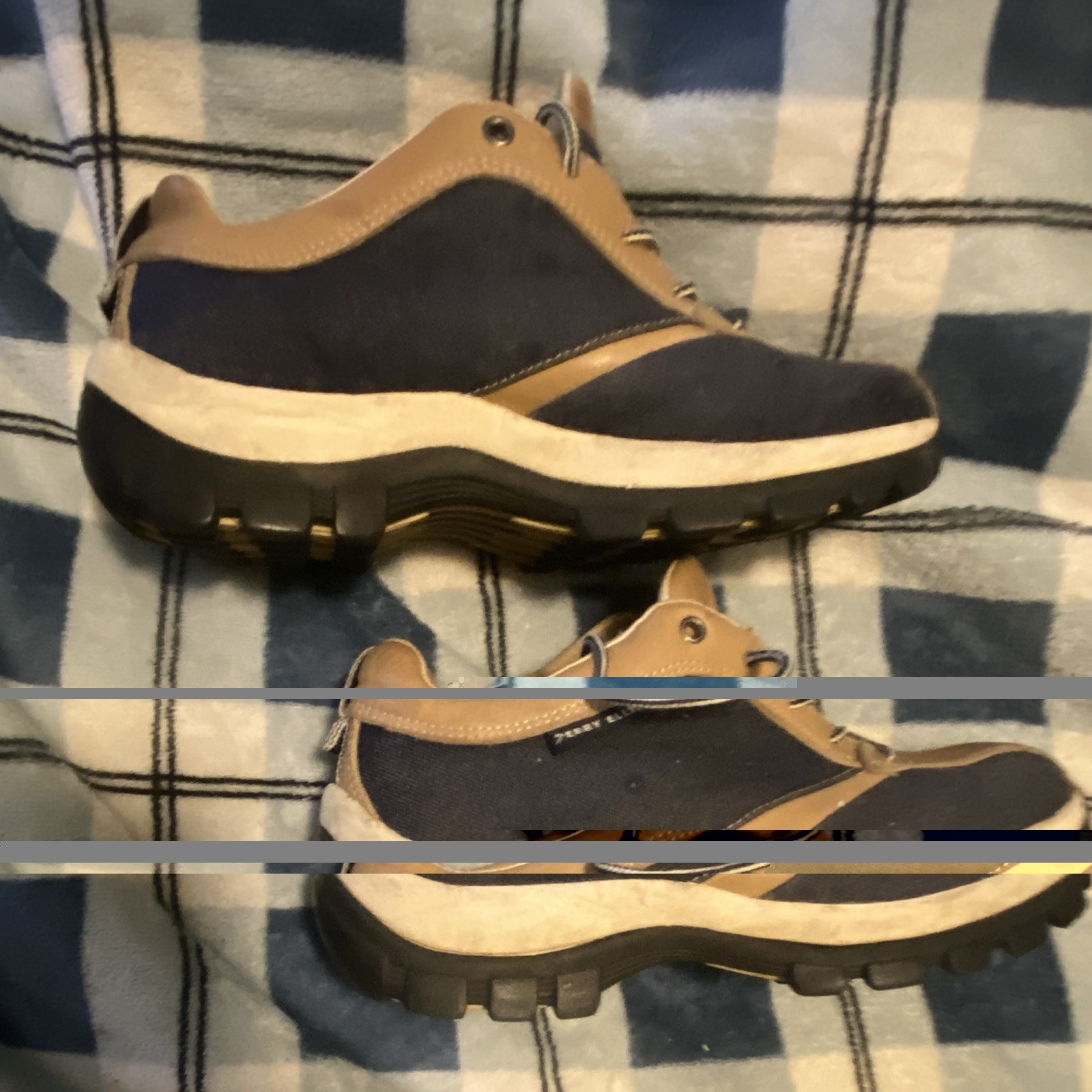 Perry Ellis Men’s Spin Low US 8 M Navy/Beige Canvas & Leather Lace-Up Sneakers