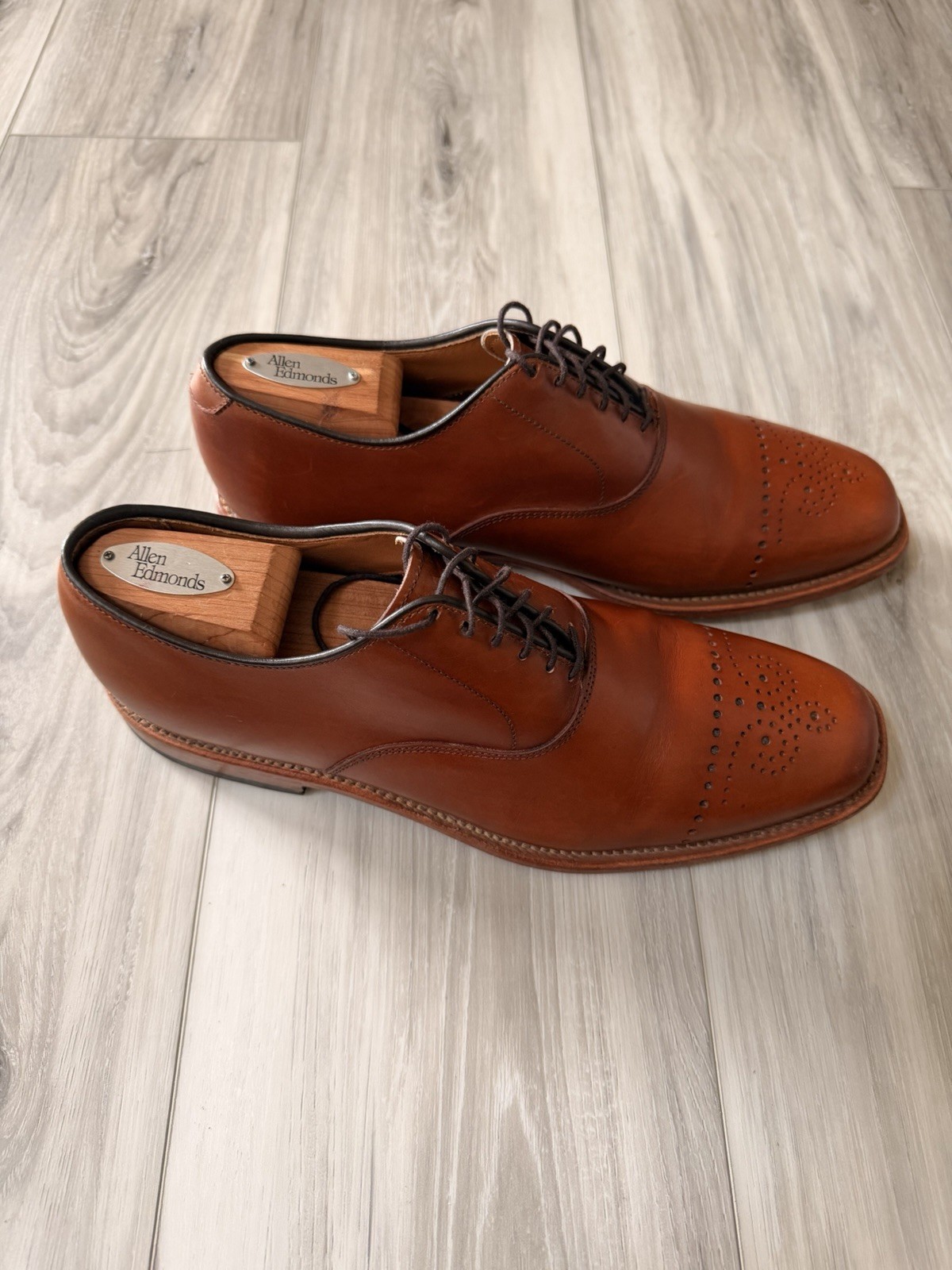 Allen Edmonds Dryden Men’s Brown Leather Cap Toe Brogue Oxford 8.5 D 1842