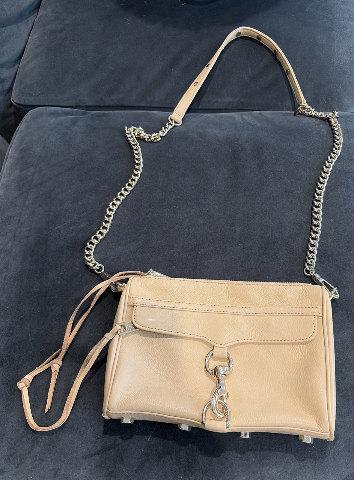 REBECCA MINKOFF MINI MAC NUDE CROSSBODY Leather Handbag PURSE Chain Strap