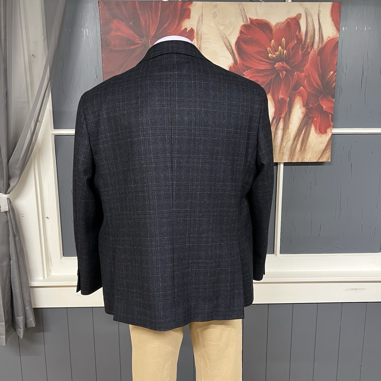 Joseph Abboud Blazer Sport Coat Mens 50S Short Wool Navy/Black/Brown Flannel