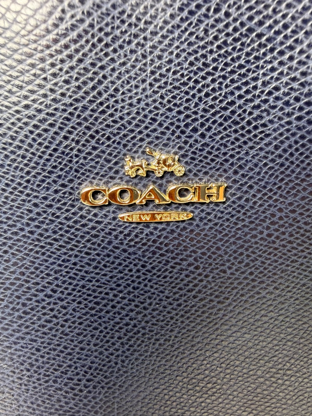 Coach Gallery Tote Bag Navy Blue Crossgrain Leather Gold Hardware F79608