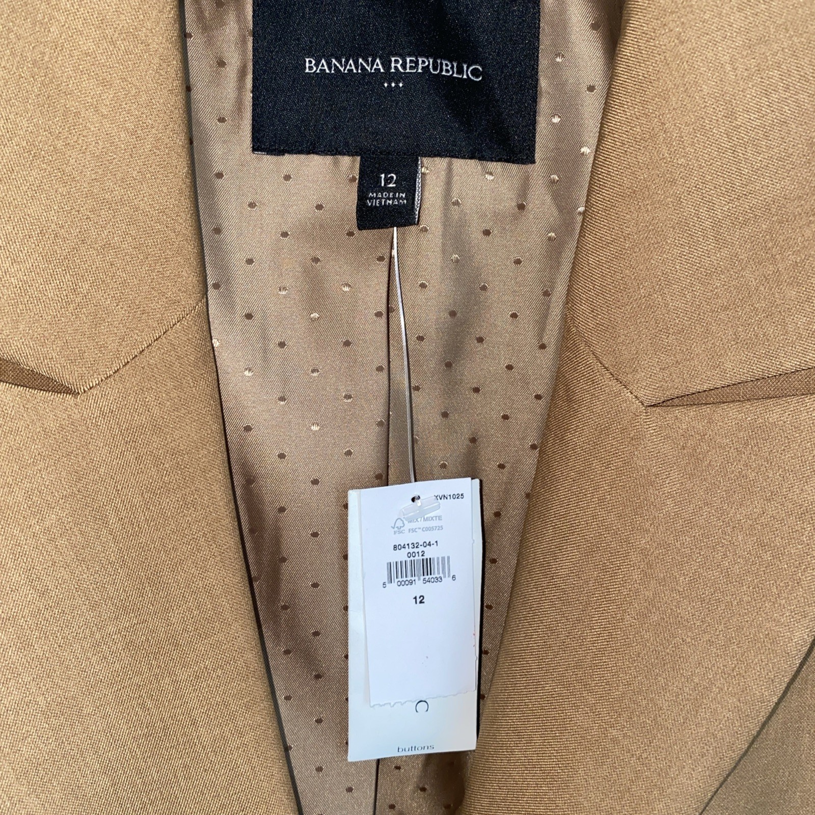 Banana Republic Blazer Womens Size 12 Camel Tan Brown One Button Career Casual