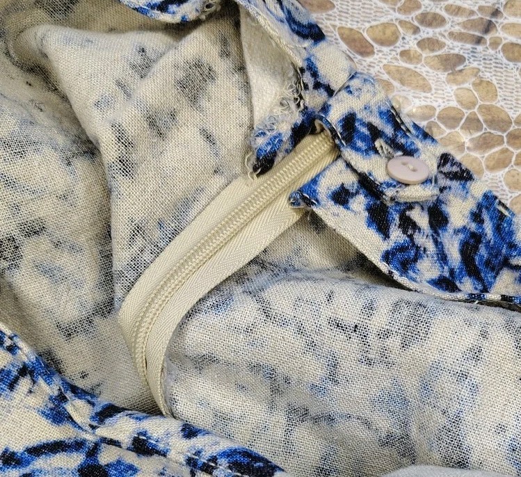 J. Jill Linen Blend Side Zip Pant Women’s Sz 6 Black Blue Beige Abstract