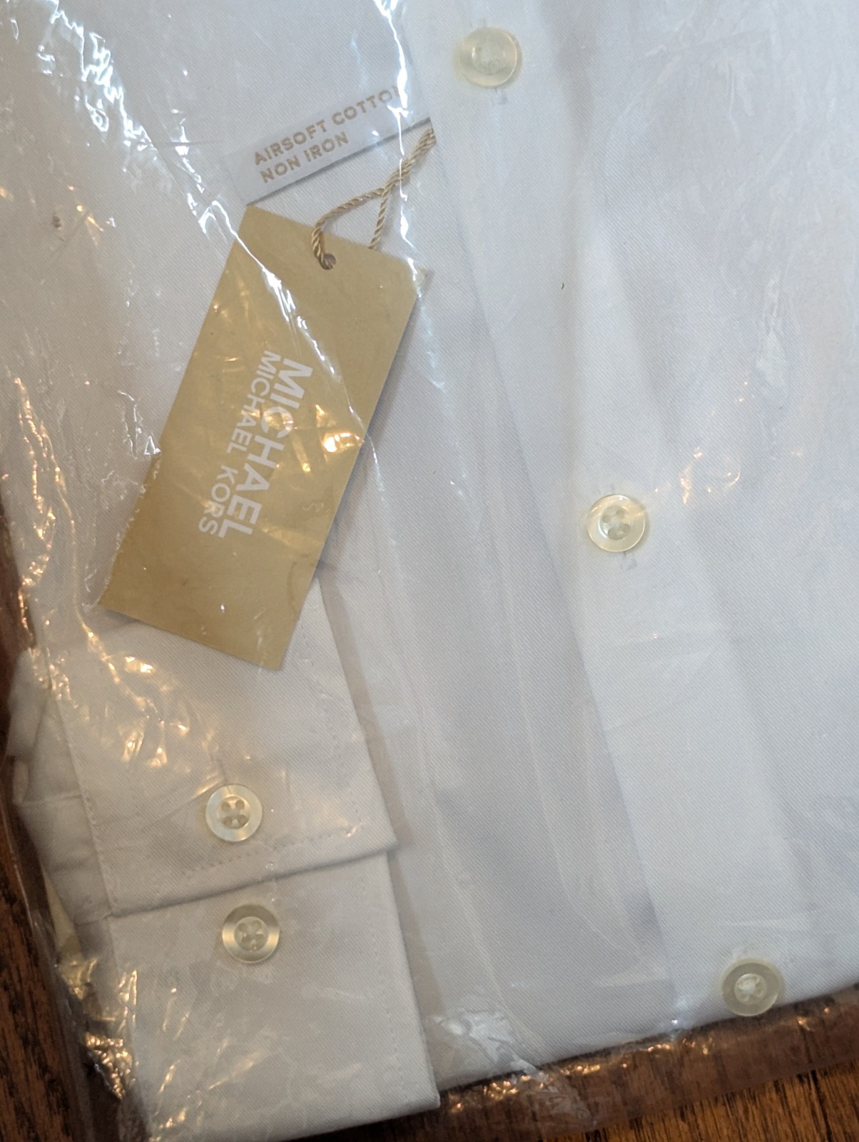Michael Kors Slim Fit White Button Down Shirt No Pocket Size 15 Medium 119081
