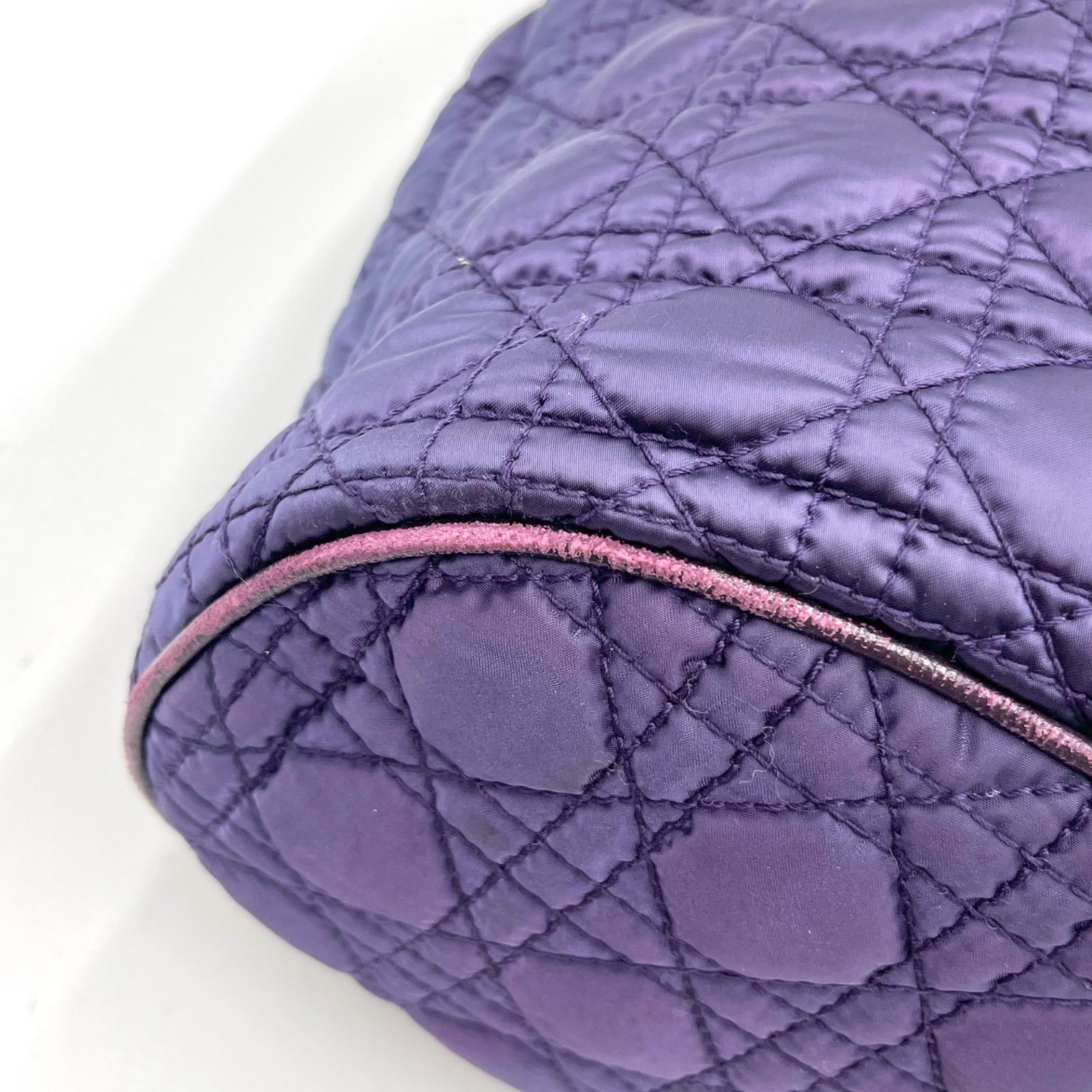 Auth Christian Dior Cannage Nylon Tote Bag and Shoulder Bag, Purple 2Y9816