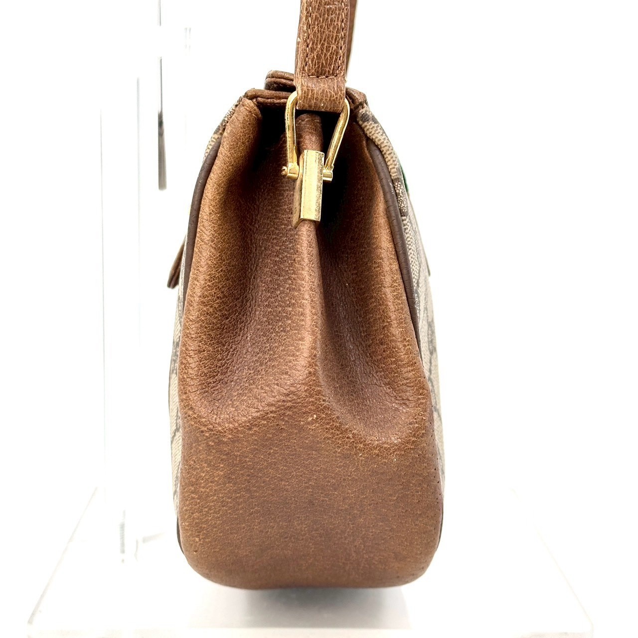 Vintage GUCCI Shoulder Bag Sherry Line PVC Leather GG Beige Authentic