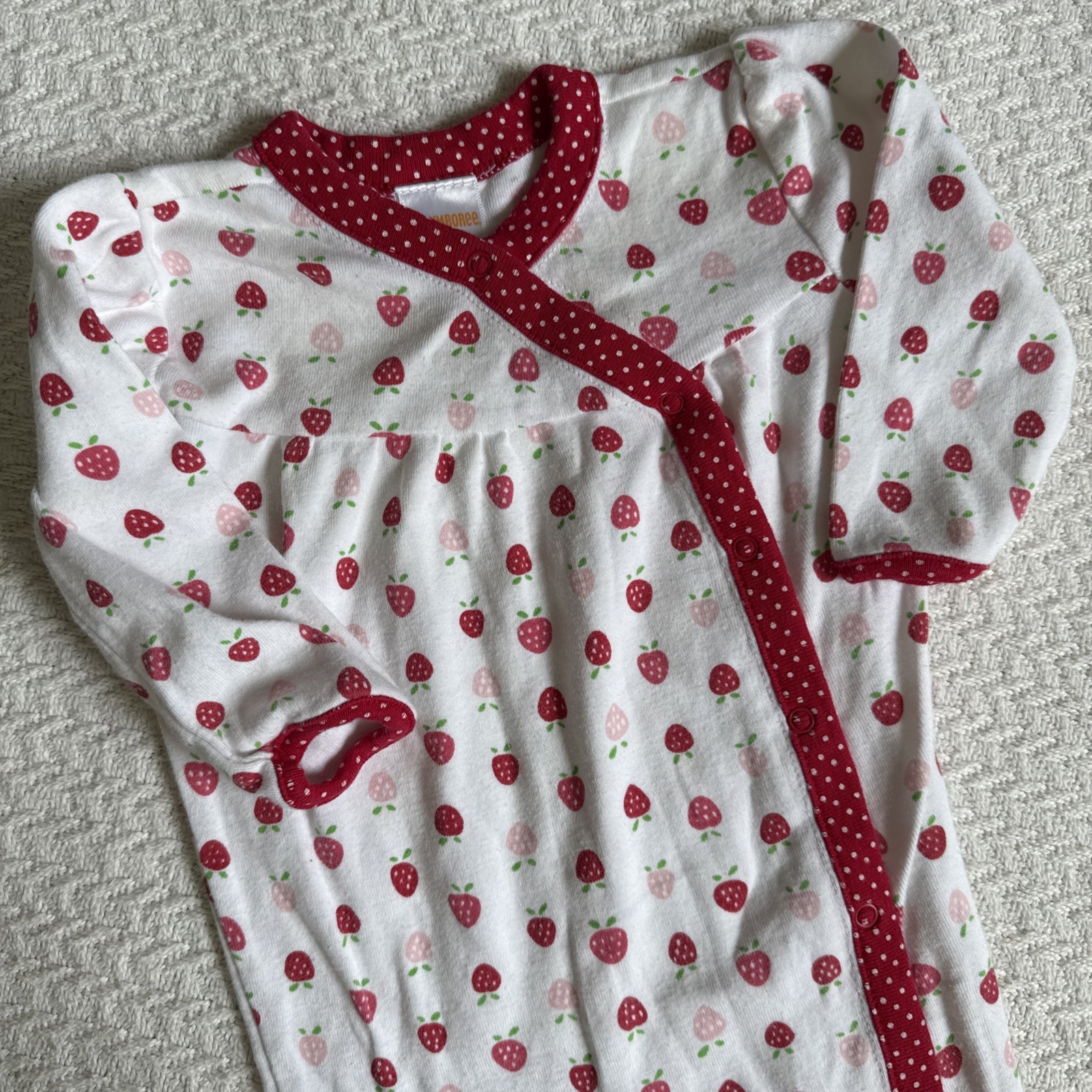 Gymboree Footed Sleeper Jumper Baby 6-12M Red Strawberry Long Sleeve Gymmies