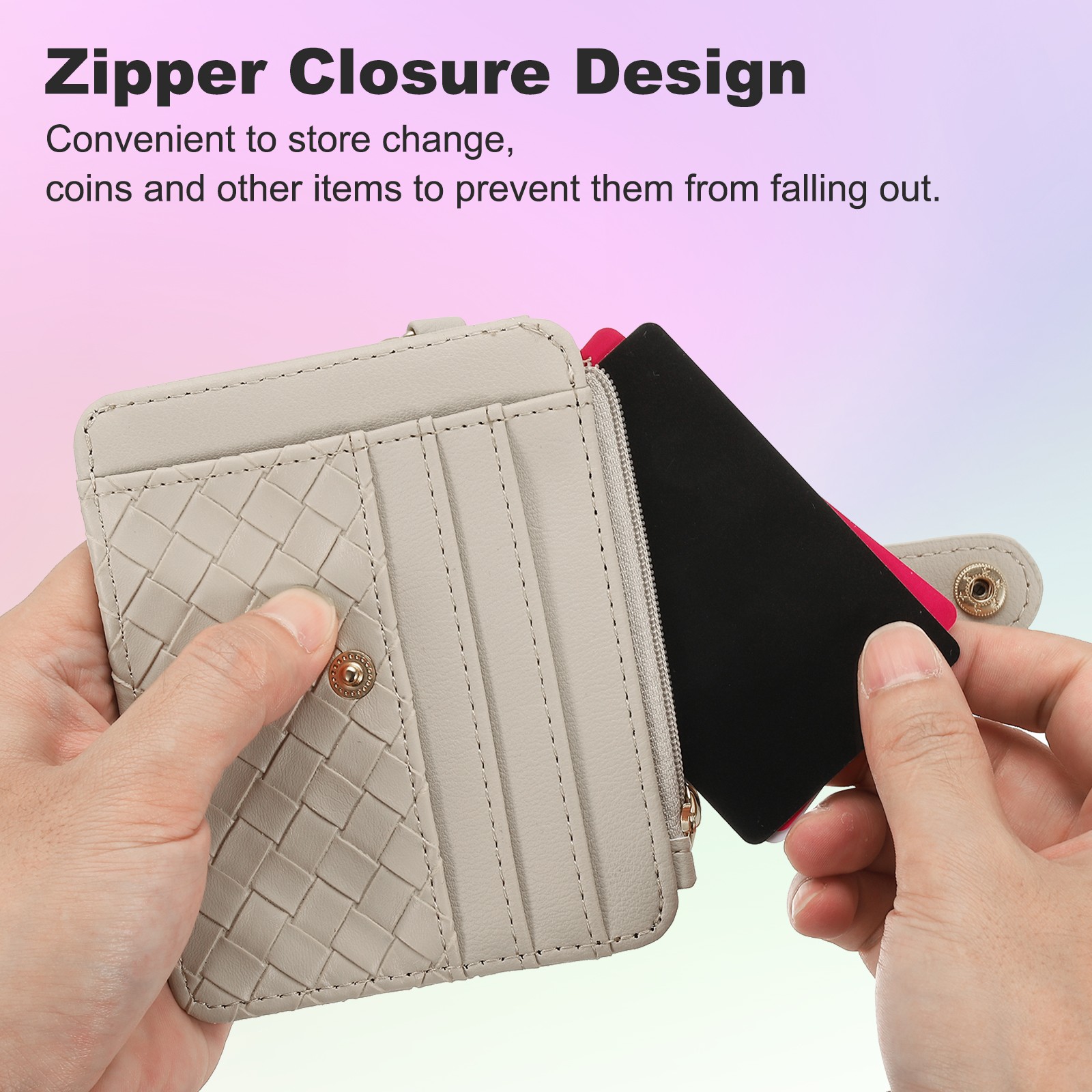 Keychain Wristlet Wallet, Leather RFID Blocking Credit Card Holder, Purple