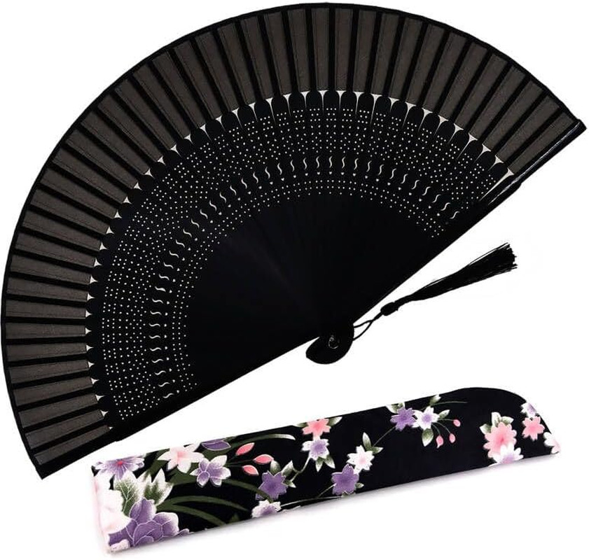 Charming Elegant Modern Woman Handmade Bamboo Silk 8.27″ (21Cm) Folding Fan Pock