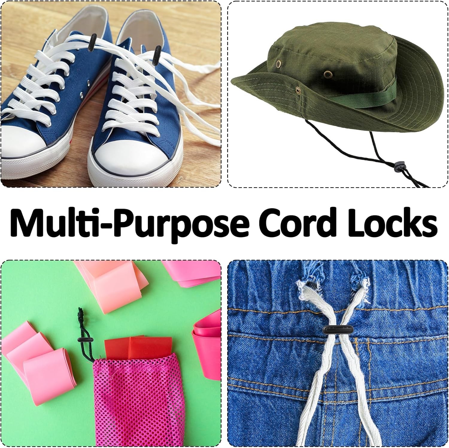 10Pcs Elastic Cord Locks Double Hole Shoe Lace Stoppers Toggle Clips for Clothin
