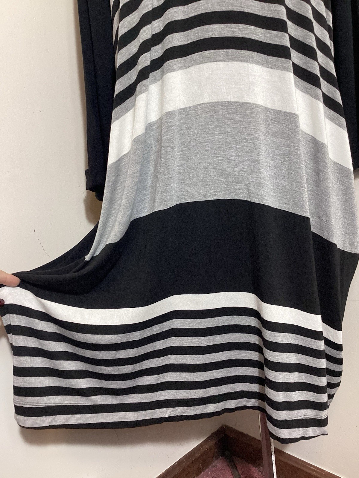 Alembika Contrast Stripe Midi Knit Dress M (12/14) Lagenlook Oversized Minimal