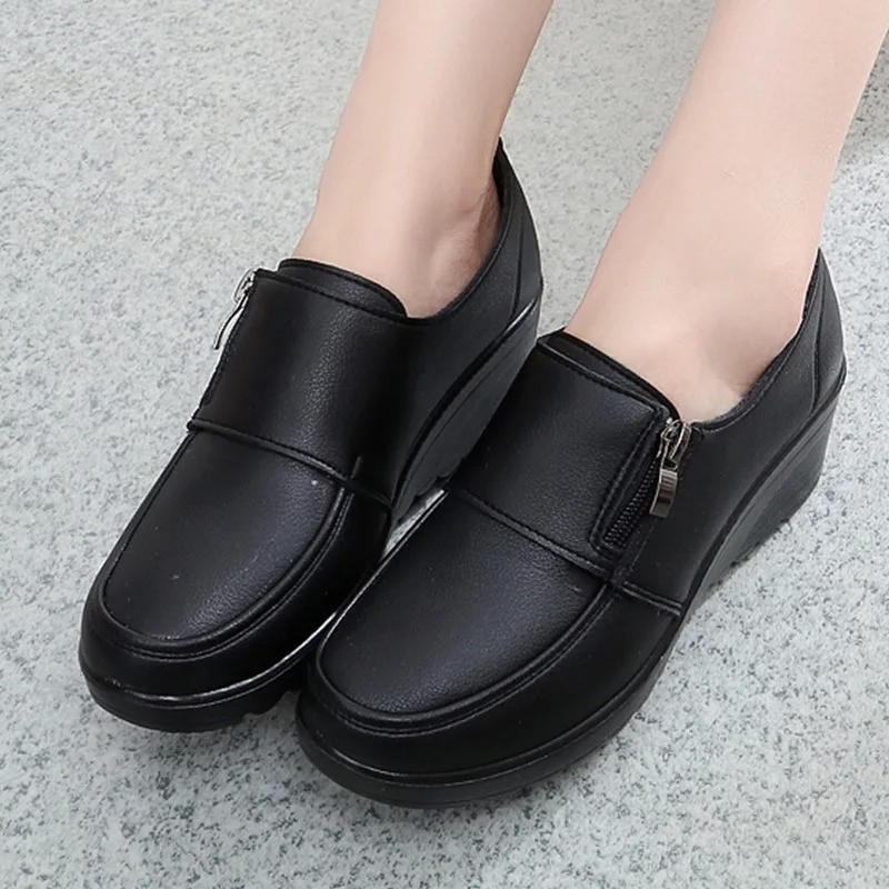Women’s Wedge Ankle Boots Zip Up Soft Sole Non Slip Comfortable Dress Shoes