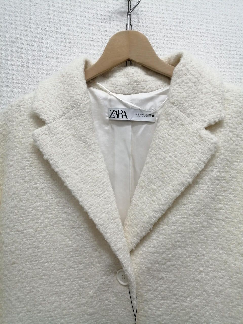 ZARA Straight Wool Blend Coat With Tags WHT S Used
