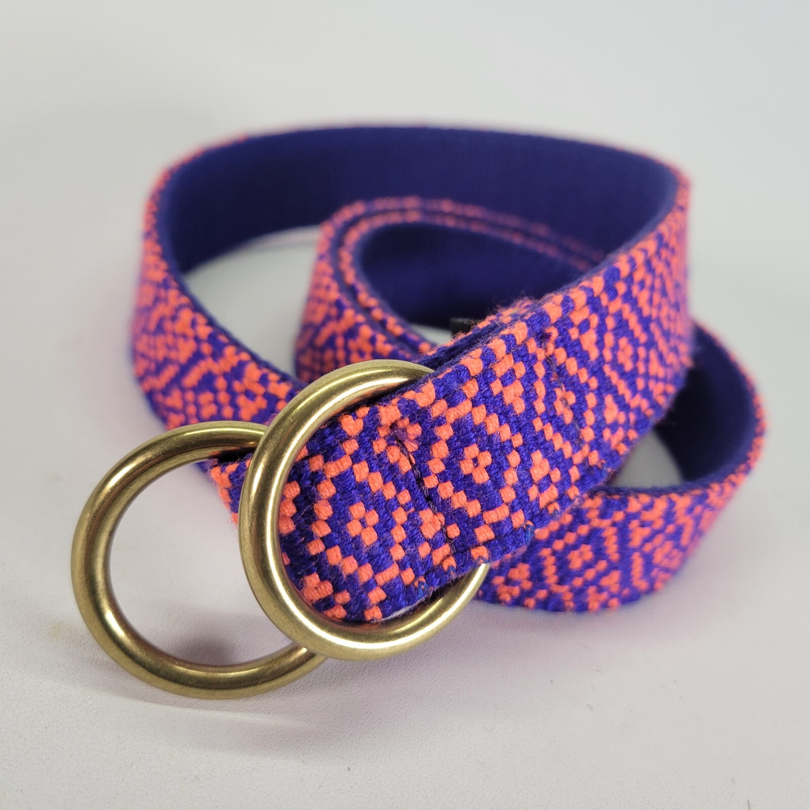 J Crew Belt 28 30 32 34 S Ring Buckle Blue Orange