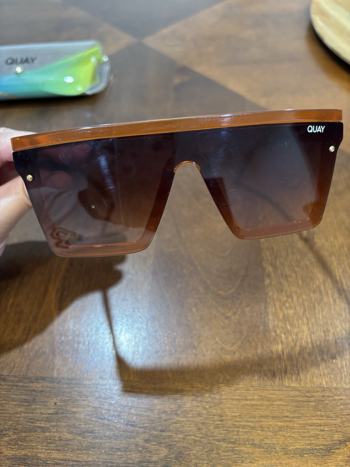 Quay Hindsight Oversized Square Sunglasses Brown Frame/Brown Lens UV400 125mm