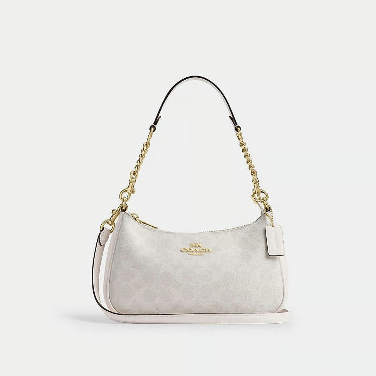 NWT Coach Teri Shoulder Bag In Signature Canvas CV933 Gold/White/Chalk