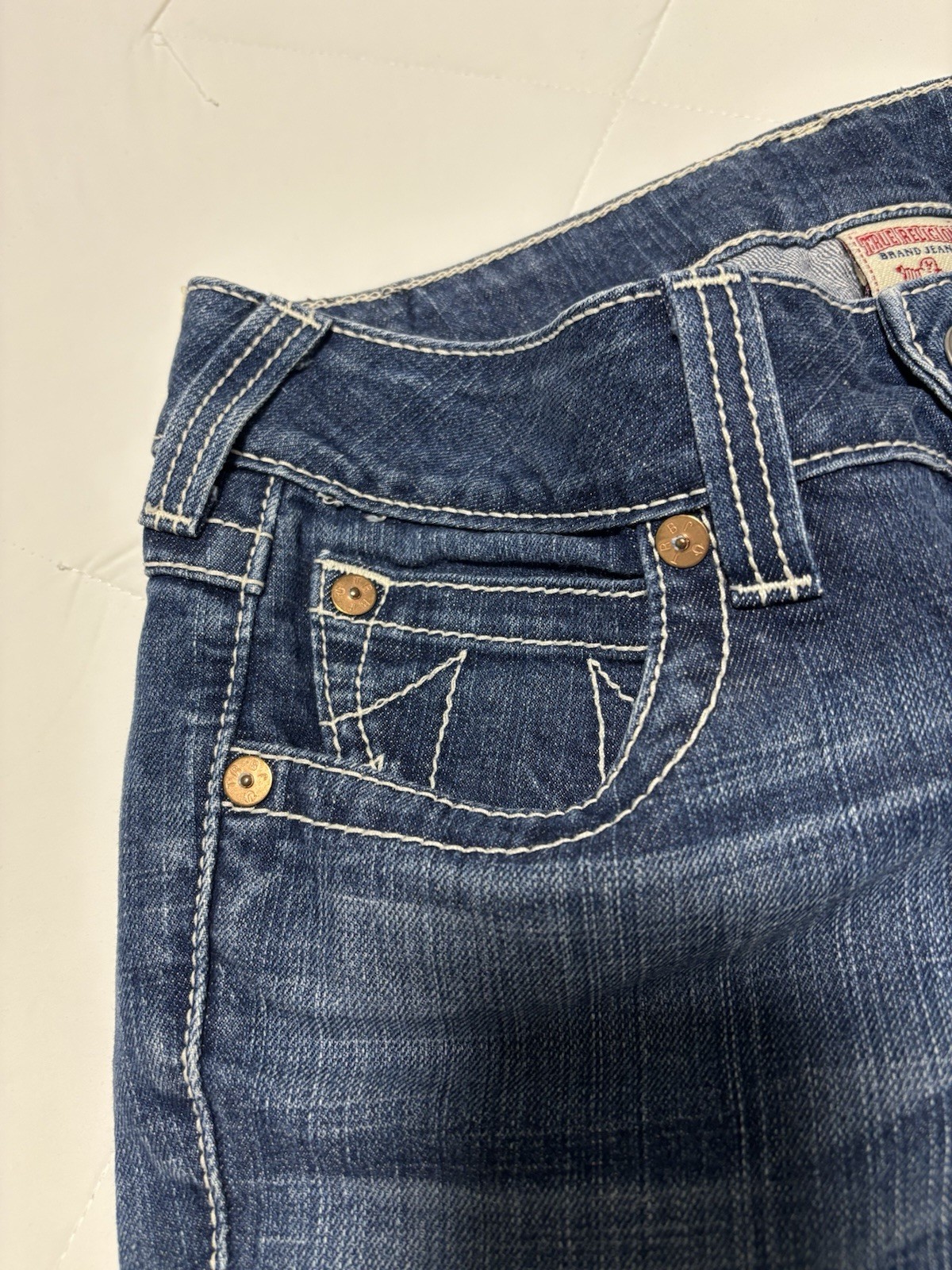 Cropped True Religion Becky Denim Bootcut Jeans Size 30 Stretch Essential Y2K
